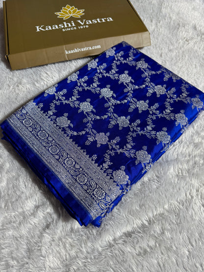 Royal blue premium Banarasi Mashru katan silk saree MK214