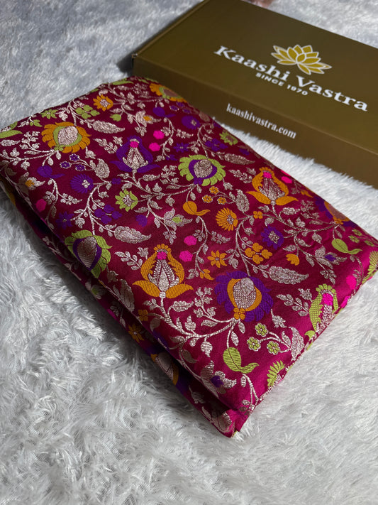 Redish pink premium tilfi Banarasi Mashru katan silk saree MK207
