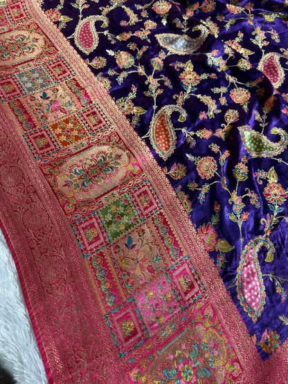 Premium Banarasi pure soft satin pashmina silk saree DS111