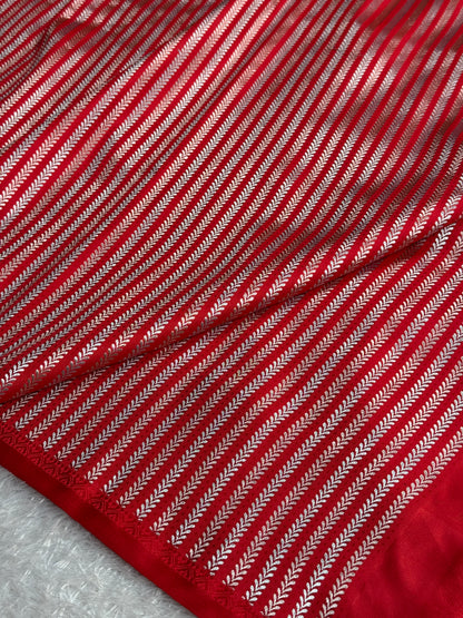Black and red colour premium Banarasi Mashru katan silk saree