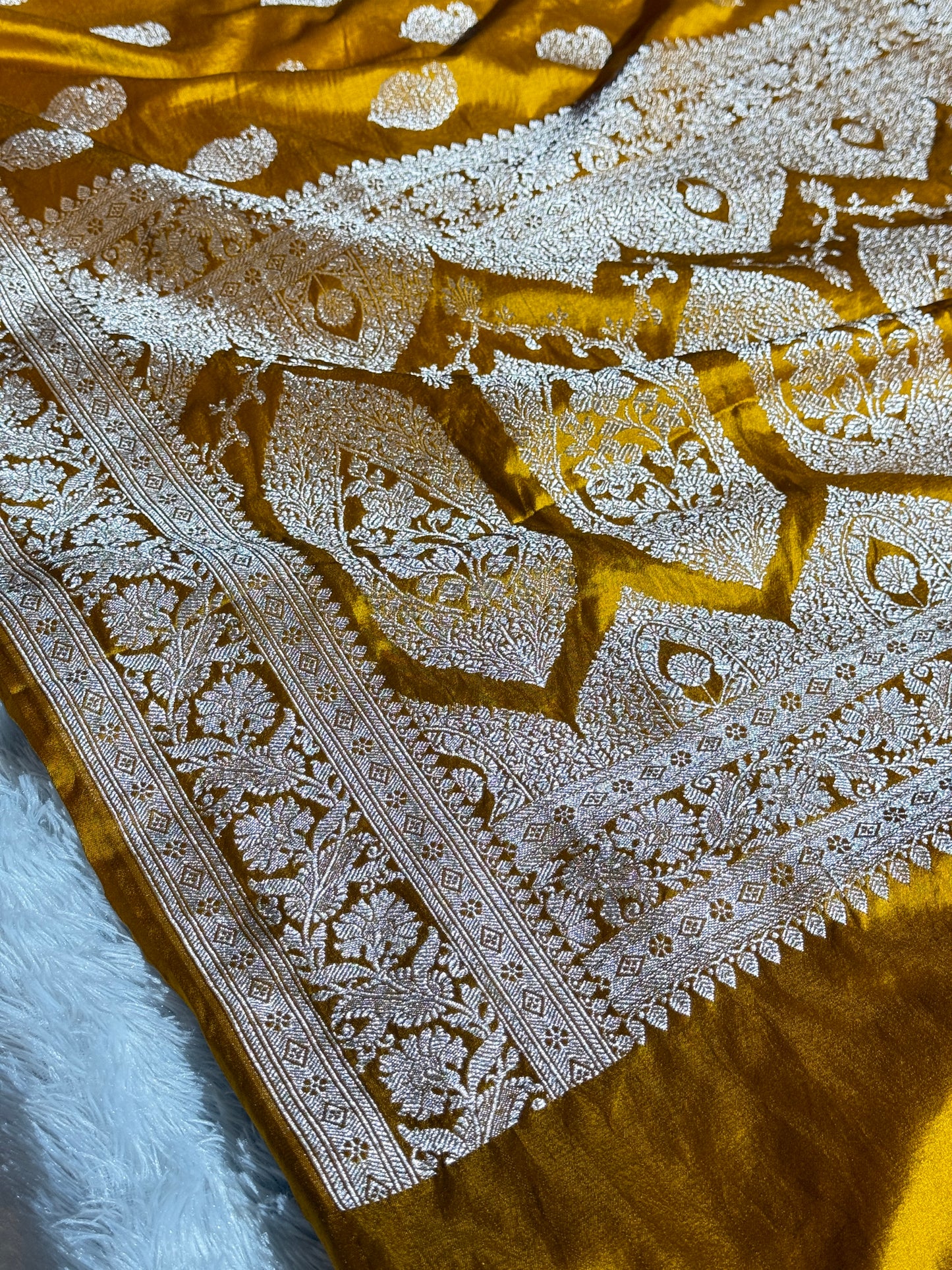 Mustard premium Banarasi Mashru katan silk saree MK220