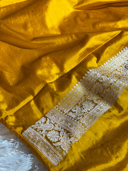 Mustard premium Banarasi Mashru katan silk saree MK220