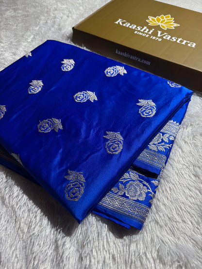 Royal blue premium Banarasi Mashru katan silk saree MK156