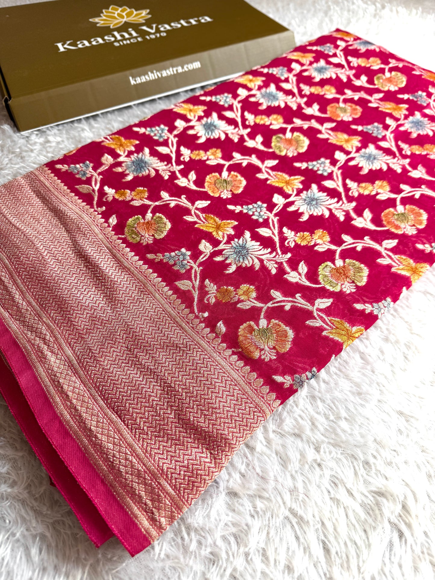 Premium hand brush Banarasi pure viscos georgette silk saree PBV101