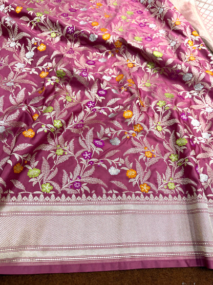 Onion pink premium Banarasi Mashru katan silk saree MK184