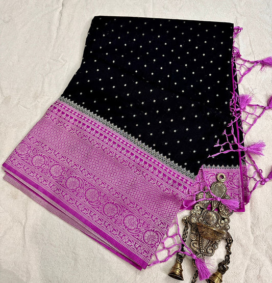 Banarasi raspberry georgette silk saree. RB103