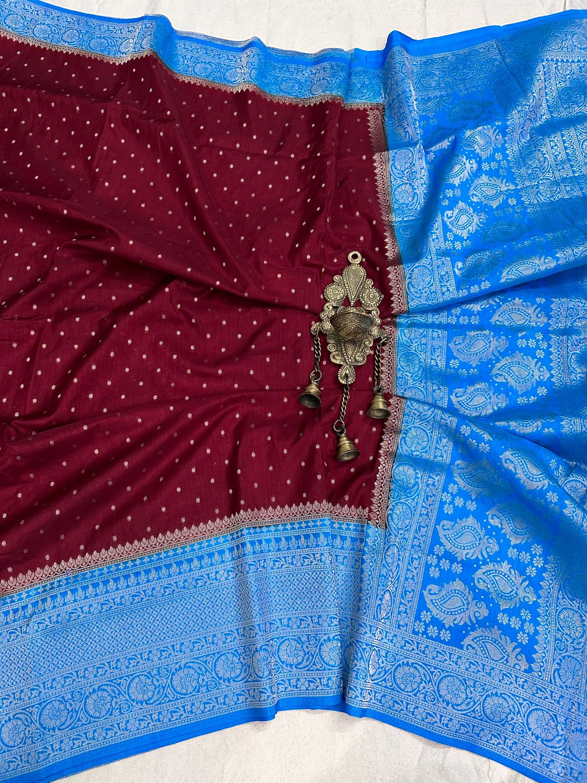 Banarasi raspberry georgette silk saree. RB103