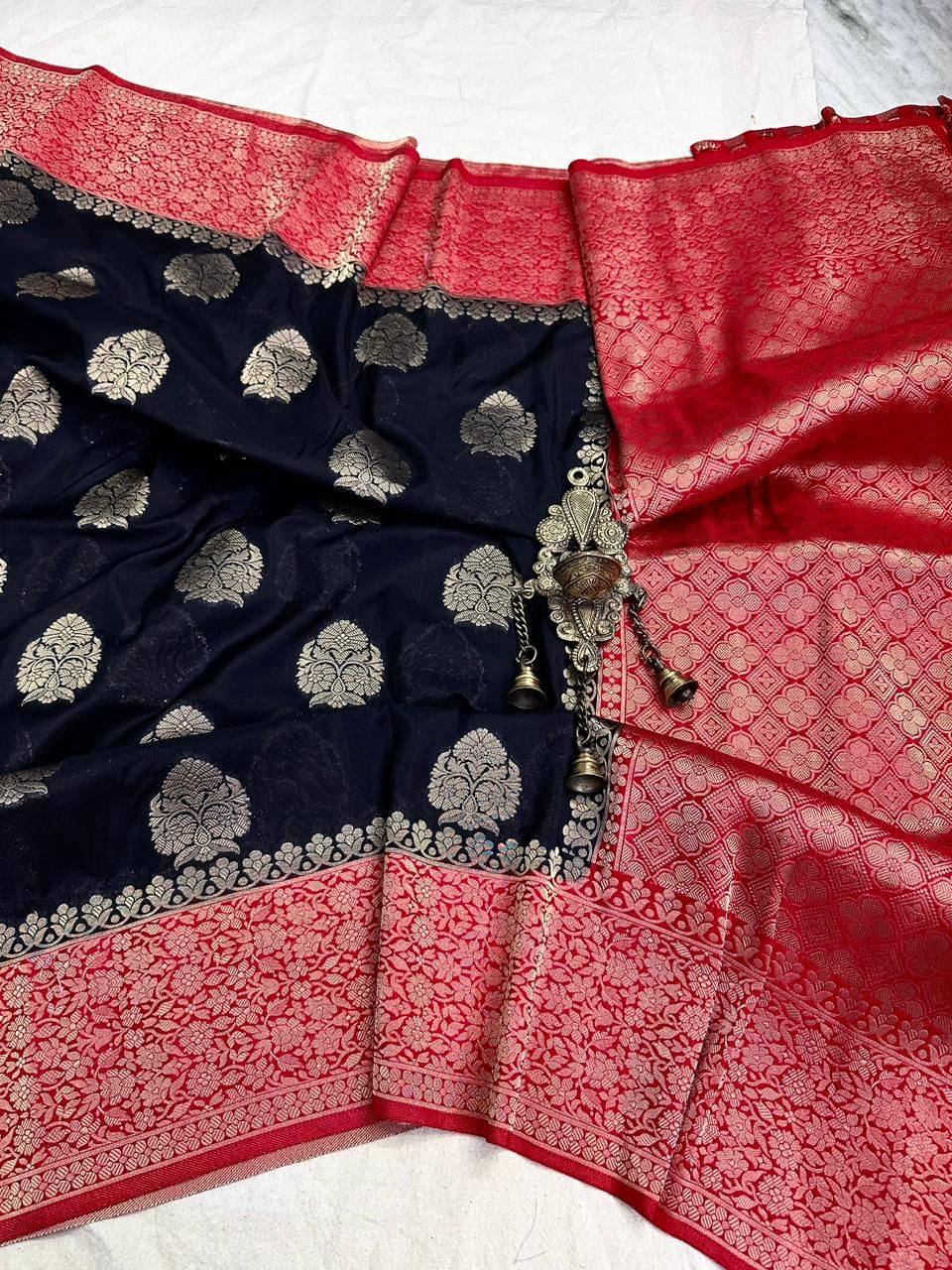 Banarasi crep georgette silk saree CR106