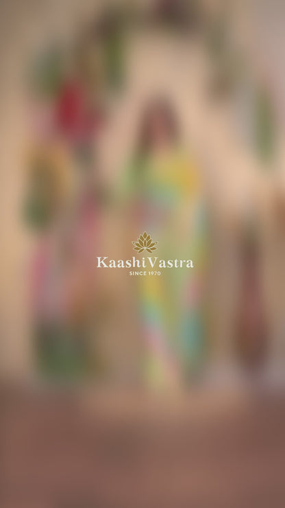 Premium Banarasi Mashru katan silk with hand brush dye all over saree MK175