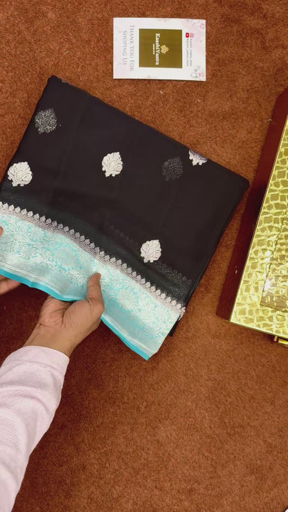 Banarasi pure handloom khaddi chiffon silk saree KG101
